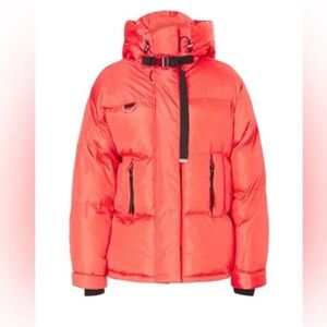Shoreditch Ski Club Willow Puffer Coat in Coral - Size L